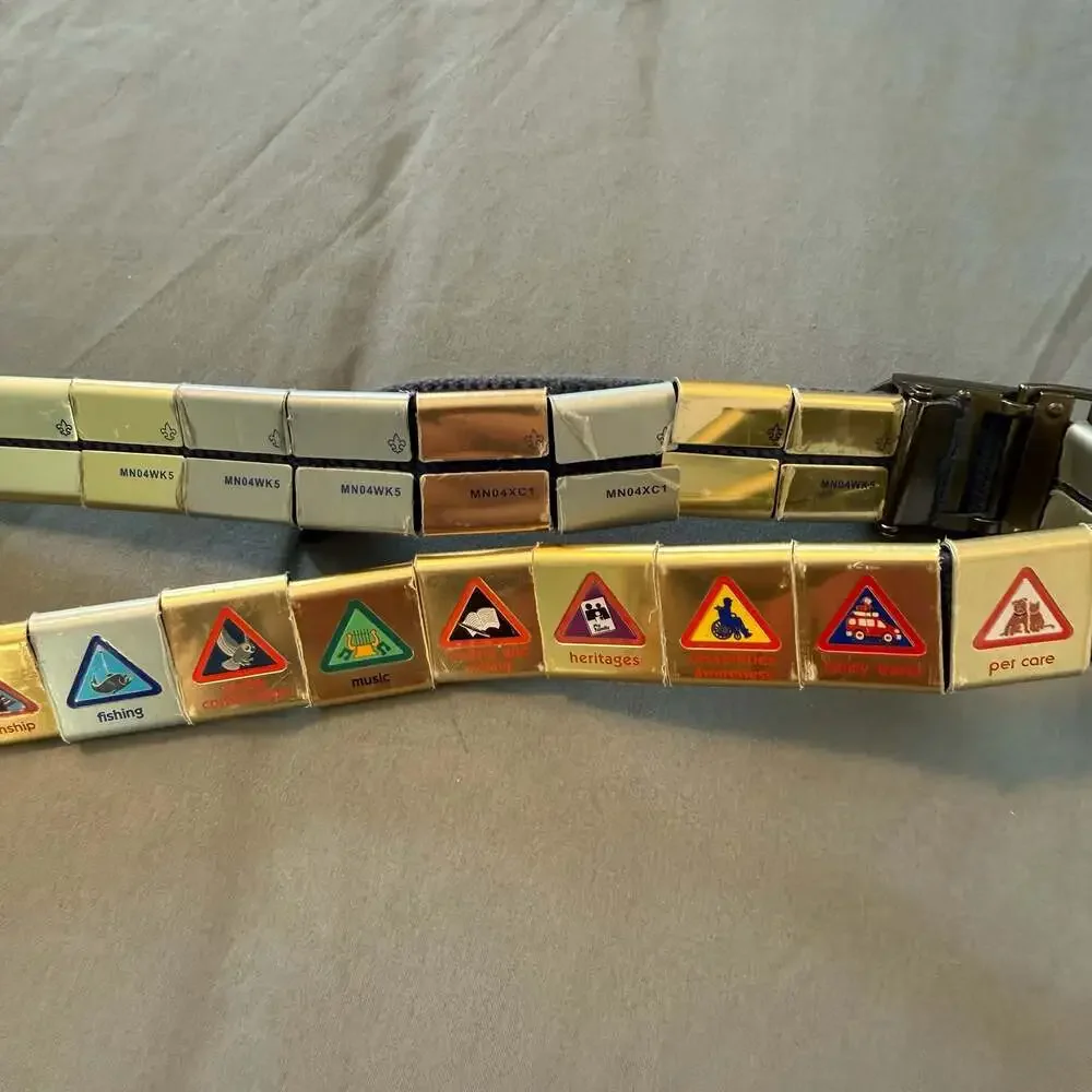 Vintage Boy Scouts of America Cub Scout Web Belt with Metal Belt Loop Badges
